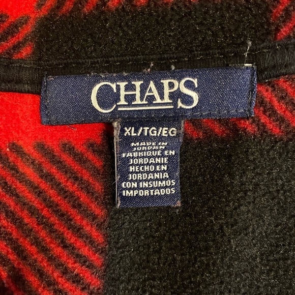 CHAPS Women's red & black buffalo plaid sz XL fleece vest front pockets full zip - Picture 7 of 8